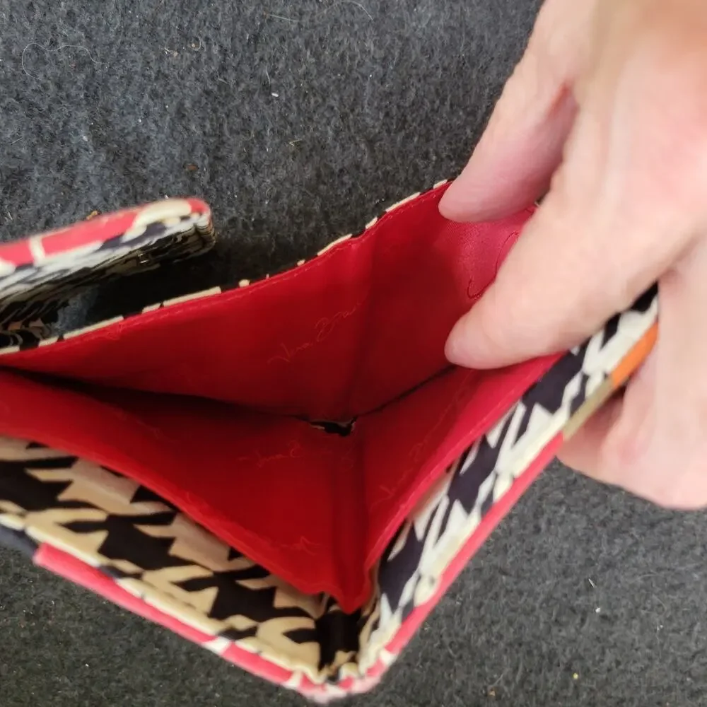 Vera Bradley Bittersweet Euro Wallet Quilted Floral Black Red Gold Retro Colorfu